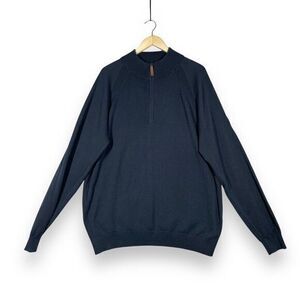 Footjoy Knit 1/4 Zip Pullover Mens XL Navy Blue Acrylic Wool Golf‎ Outdoor